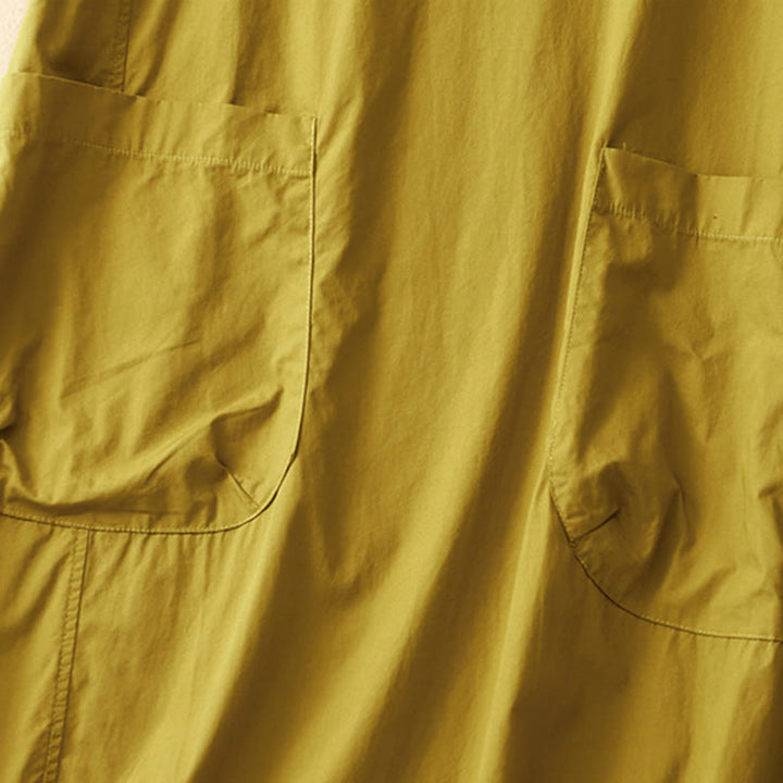 Letnia sukienka midi z okrągłym dekoltem i kieszeniami, z prostym wzorem i krótkim rękawem "Buddha Stones" - image 18