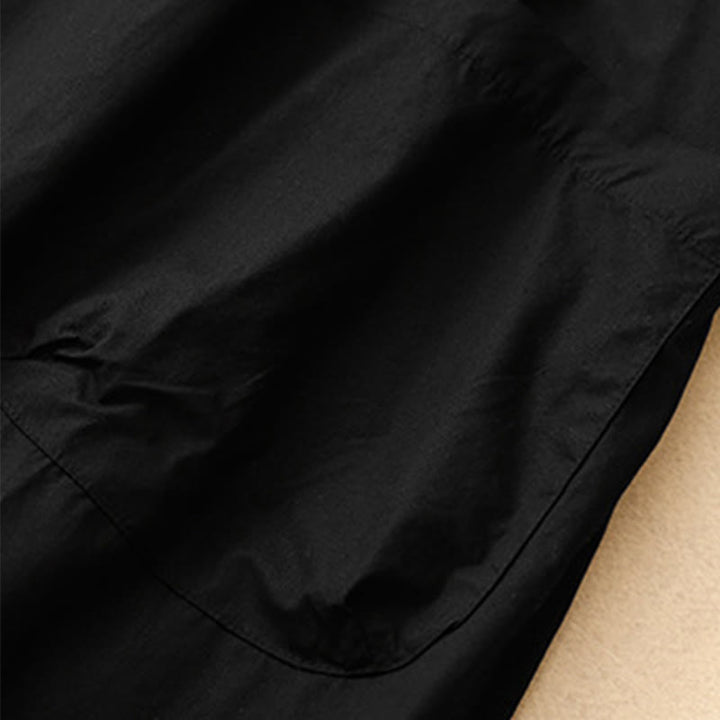 Sukienka midi z krótkim rękawem Buddha Stones Summer Casual Plain z okrągłym dekoltem i kieszeniami - image 12