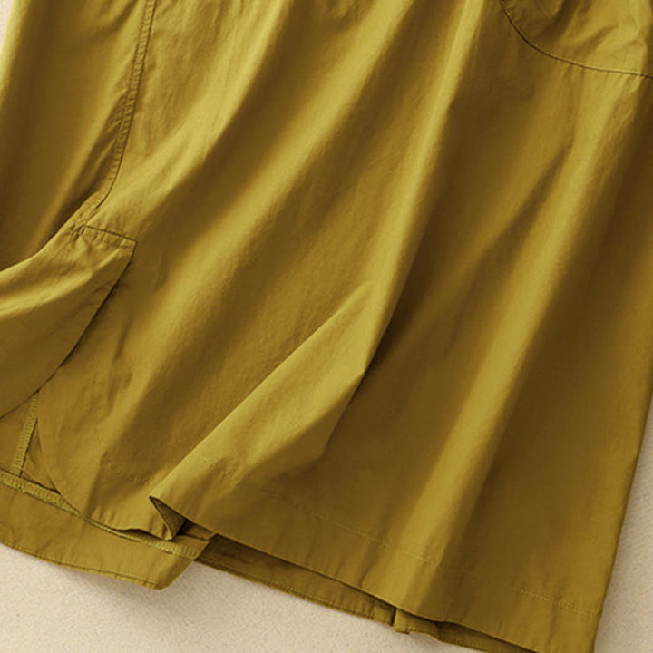 Sukienka midi z krótkim rękawem Buddha Stones Summer Casual Plain z okrągłym dekoltem i kieszeniami - image 23