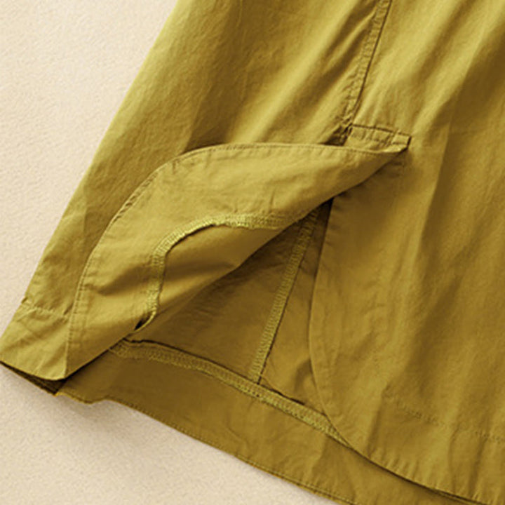 Sukienka midi z krótkim rękawem Buddha Stones Summer Casual Plain z okrągłym dekoltem i kieszeniami - image 21