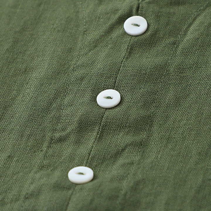 Sukienka midi z Buddha Stones na co dzień, w jednolitym kolorze, z dekoltem w serek i prostym wzorem na guziki, bez rękawów - image 13