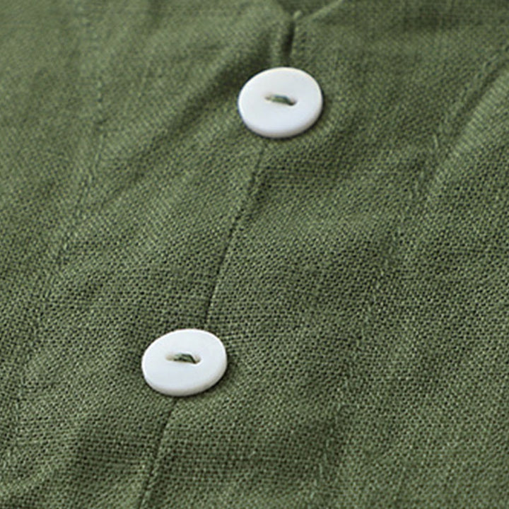 Sukienka midi z Buddha Stones na co dzień, w jednolitym kolorze, z dekoltem w serek i prostym wzorem na guziki, bez rękawów - image 14