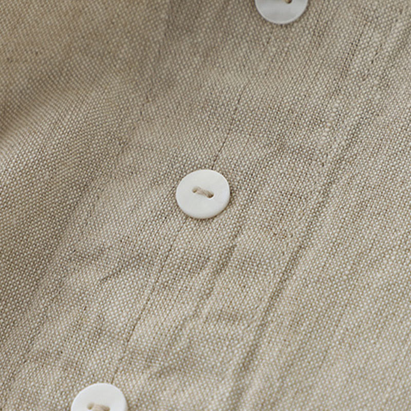 Sukienka midi z Buddha Stones na co dzień, w jednolitym kolorze, z dekoltem w serek i prostym wzorem na guziki, bez rękawów - image 5