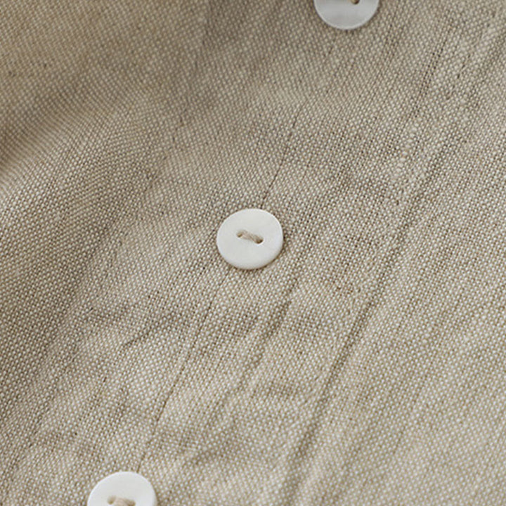 Sukienka midi z Buddha Stones na co dzień, w jednolitym kolorze, z dekoltem w serek i prostym wzorem na guziki, bez rękawów - image 5