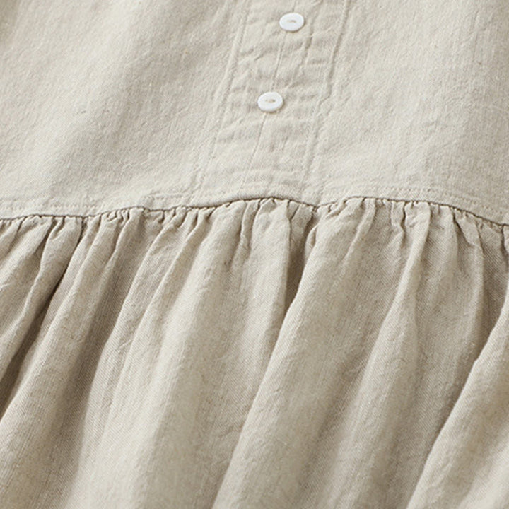 Sukienka midi z Buddha Stones na co dzień, w jednolitym kolorze, z dekoltem w serek i prostym wzorem na guziki, bez rękawów - image 4