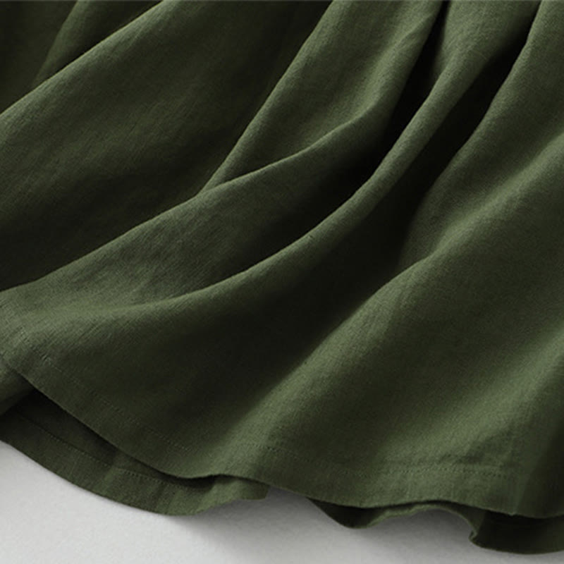 Sukienka midi z Buddha Stones na co dzień, w jednolitym kolorze, z dekoltem w serek i prostym wzorem na guziki, bez rękawów - image 15