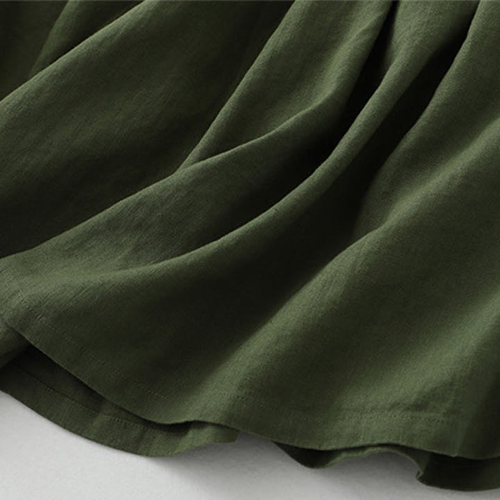 Sukienka midi z Buddha Stones na co dzień, w jednolitym kolorze, z dekoltem w serek i prostym wzorem na guziki, bez rękawów - image 15