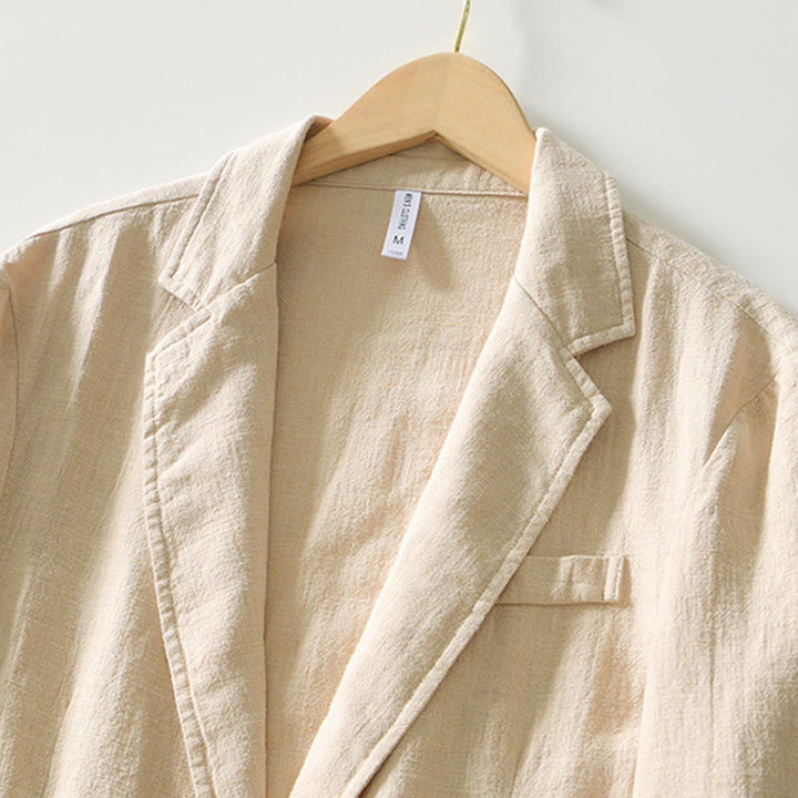 Koszula męska z długim rękawem i kieszeniami, z bawełny i lnu, z motywem Buddha Stones, zapięciem na guziki - image 11