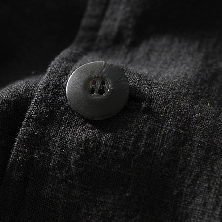 Koszula męska z długim rękawem i kieszeniami, z bawełny i lnu, z motywem Buddha Stones, zapięciem na guziki - image 19