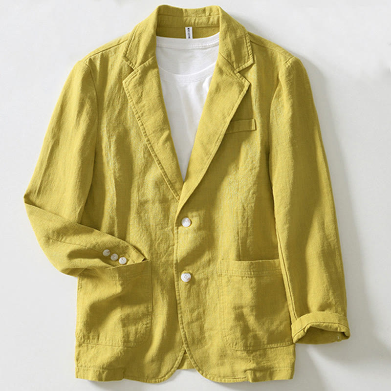 Koszula męska z długim rękawem i kieszeniami, z bawełny i lnu, z motywem Buddha Stones, zapięciem na guziki - image 22