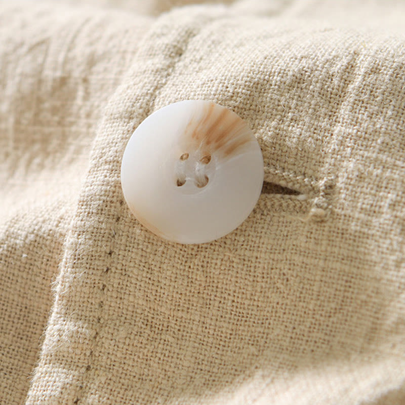 Koszula męska z długim rękawem i kieszeniami, z bawełny i lnu, z motywem Buddha Stones, zapięciem na guziki - image 13