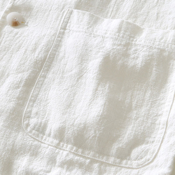 Koszula męska z długim rękawem i kieszeniami, z bawełny i lnu, z motywem Buddha Stones, zapięciem na guziki - image 7