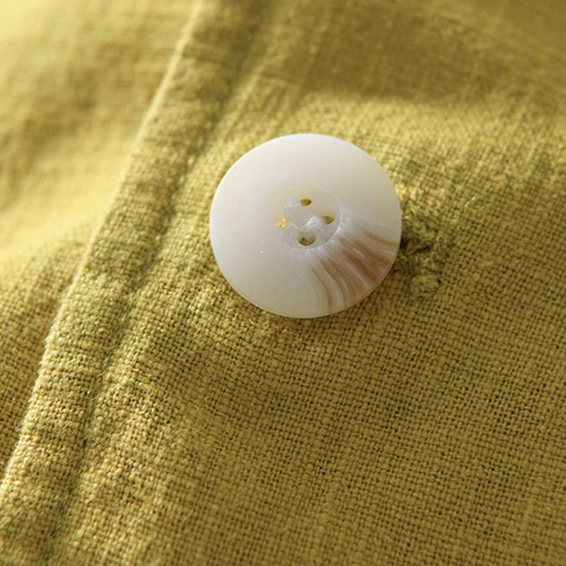 Koszula męska z długim rękawem i kieszeniami, z bawełny i lnu, z motywem Buddha Stones, zapięciem na guziki - image 25