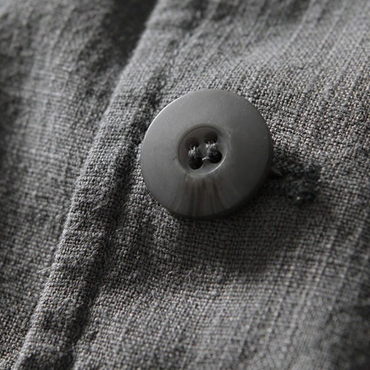 Koszula męska z długim rękawem i kieszeniami, z bawełny i lnu, z motywem Buddha Stones, zapięciem na guziki - image 30