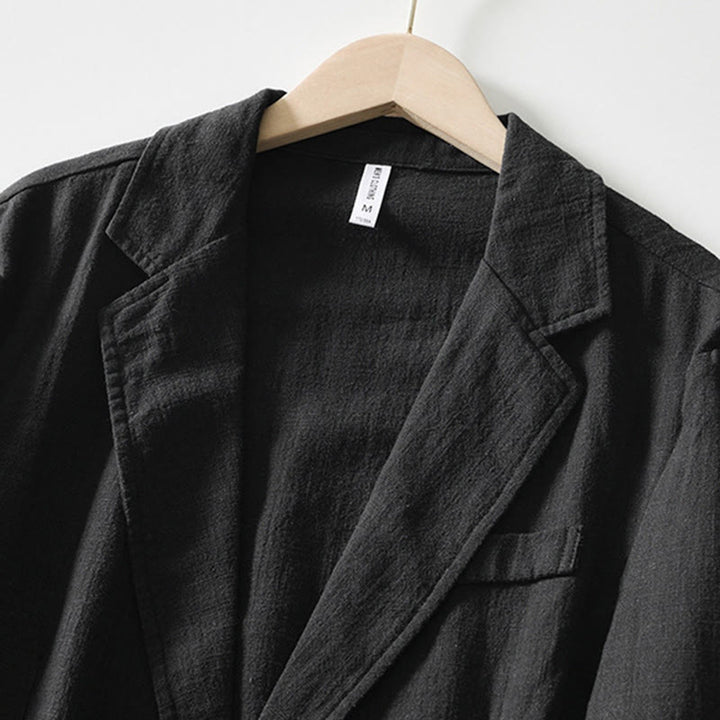 Koszula męska z długim rękawem i kieszeniami, z bawełny i lnu, z motywem Buddha Stones, zapięciem na guziki - image 17