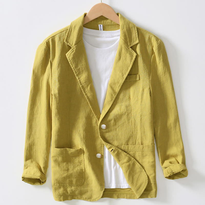 Koszula męska z długim rękawem i kieszeniami, z bawełny i lnu, z motywem Buddha Stones, zapięciem na guziki - Żółty - US/UK/AU44， EU54 (4XL) - image 21