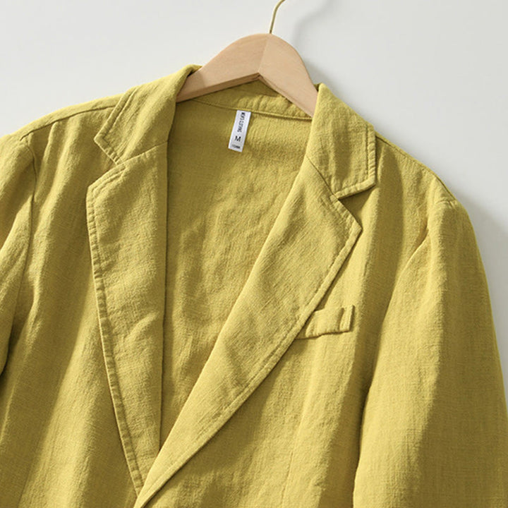 Koszula męska z długim rękawem i kieszeniami, z bawełny i lnu, z motywem Buddha Stones, zapięciem na guziki - image 23