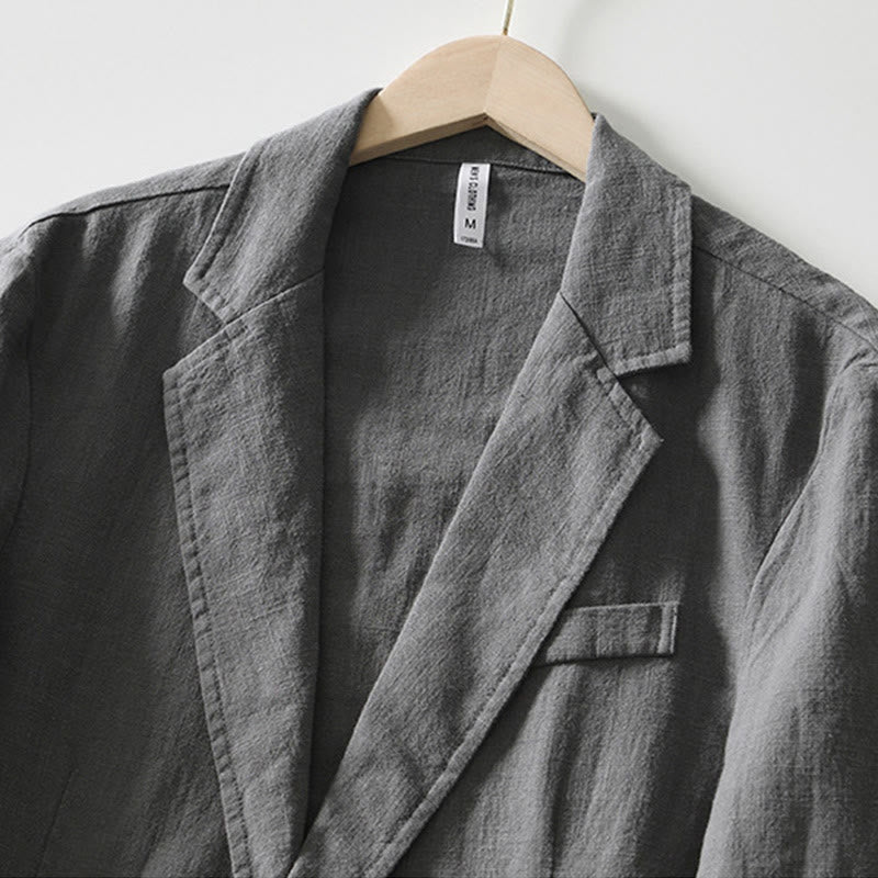 Koszula męska z długim rękawem i kieszeniami, z bawełny i lnu, z motywem Buddha Stones, zapięciem na guziki - image 28