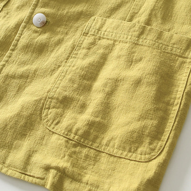 Koszula męska z długim rękawem i kieszeniami, z bawełny i lnu, z motywem Buddha Stones, zapięciem na guziki - image 24