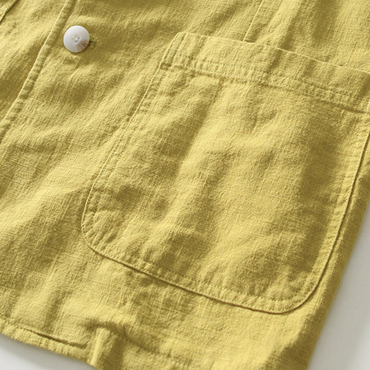 Koszula męska z długim rękawem i kieszeniami, z bawełny i lnu, z motywem Buddha Stones, zapięciem na guziki - image 24