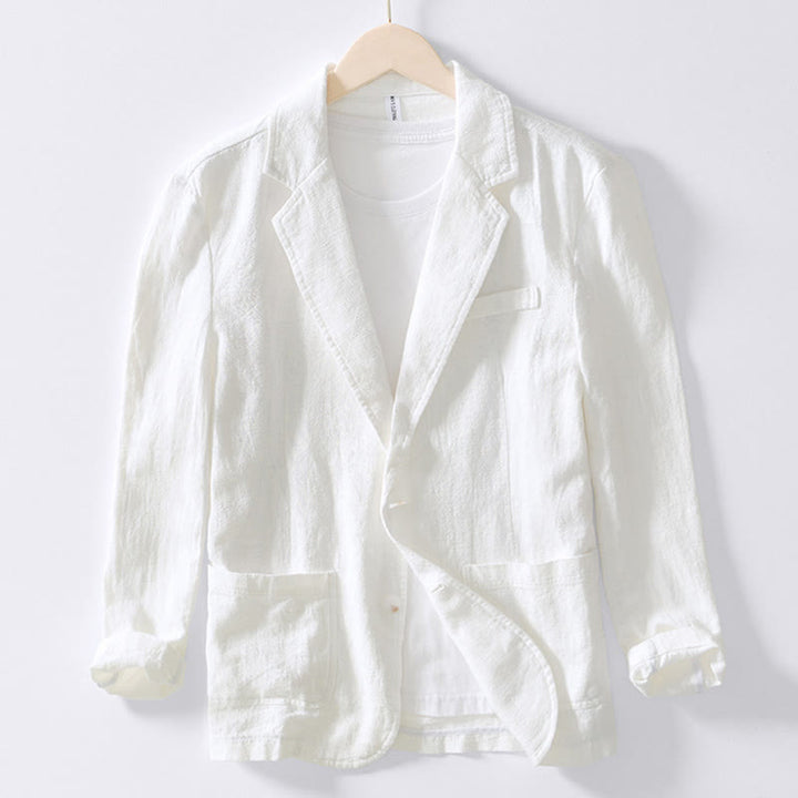 Koszula męska z długim rękawem i kieszeniami, z bawełny i lnu, z motywem Buddha Stones, zapięciem na guziki - Biały - US/UK/AU44， EU54 (4XL) - image 5