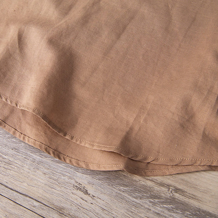 Koszula męska z krótkim rękawem z bawełny i lnu Buddha Stones Daily Plain Patch Color Matching Design - image 16