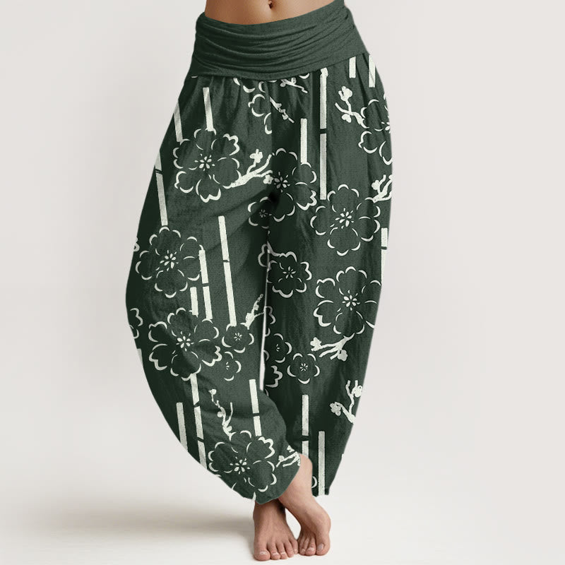 Wzór z motywem Buddha Stones, damskie spodnie haremowe z elastyczną talią - SeaGreen - US22, UK/AU26, EU54 (6XL) - image 1