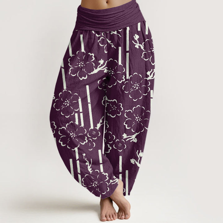 Wzór z motywem Buddha Stones, damskie spodnie haremowe z elastyczną talią - Fioletowy - US22, UK/AU26, EU54 (6XL) - image 8