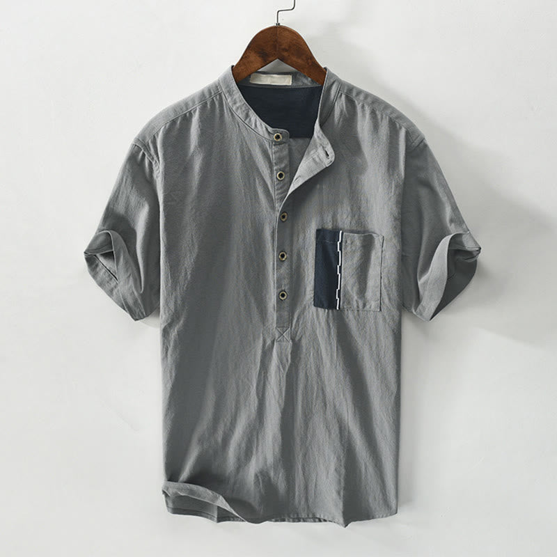 Koszula Buddha Stones i kieszenią - Szary - US/UK/AU42， EU52 (3XL) - image 7