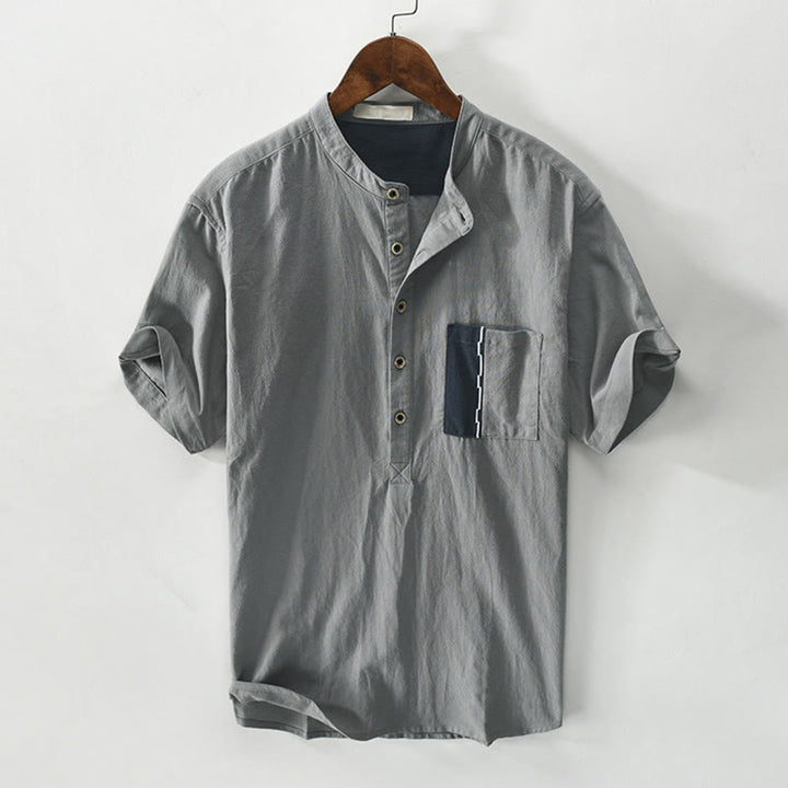 Koszula Buddha Stones i kieszenią - Szary - US/UK/AU42， EU52 (3XL) - image 7