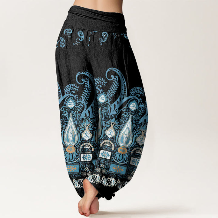Spodnie haremowe damskie z elastycznym pasem i wzorem Paisley z motywem Buddha Stones - image 2