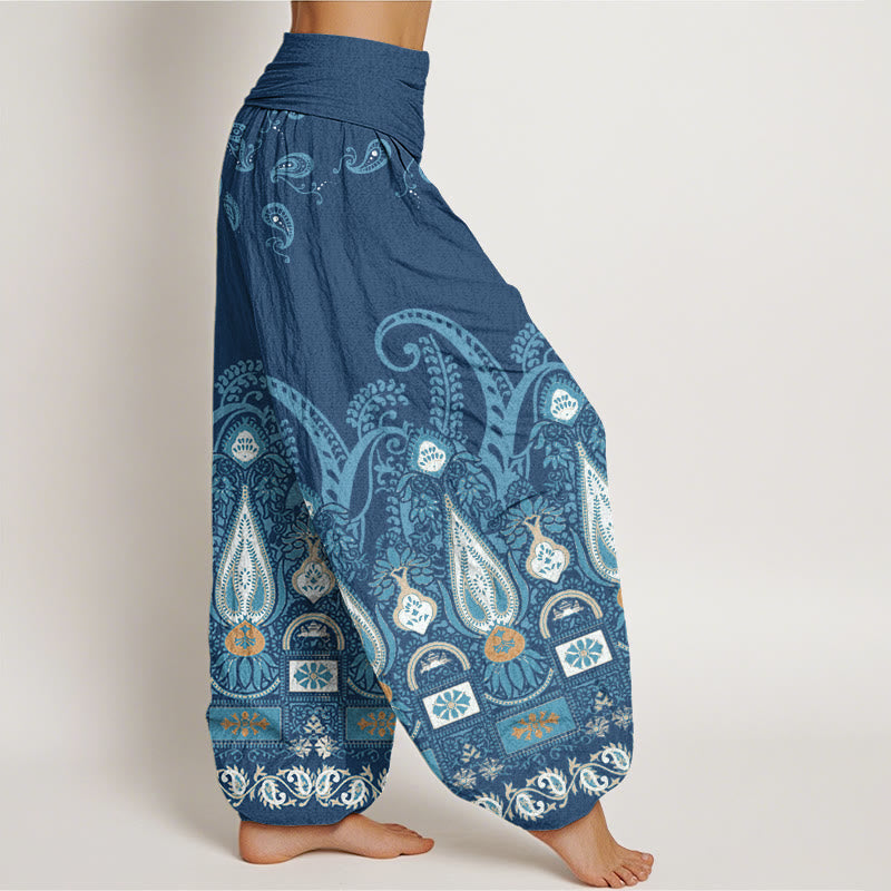 Spodnie haremowe damskie z elastycznym pasem i wzorem Paisley z motywem Buddha Stones - image 10