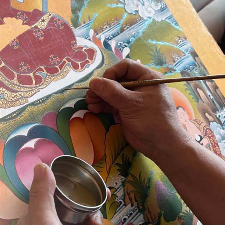 Buddha Stones Tybetańskie Thangka Malowanie Uzdrawiające Ręcznie Robione Dekoracje (Losowy Styl)