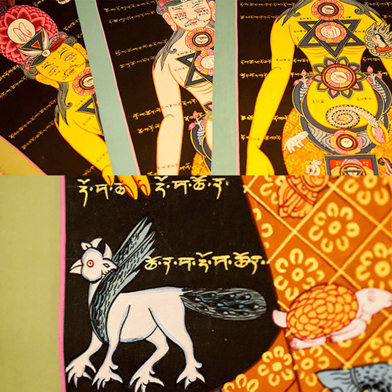 Buddha Stones Tybetańskie Thangka Malowanie Uzdrawiające Ręcznie Robione Dekoracje (Losowy Styl)