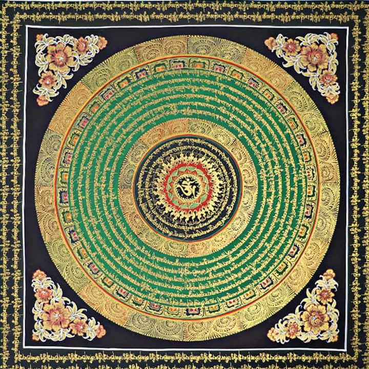 Buddha Stones Tybetańskie Thangka Malowanie Om Mani Padme Hum Pismo Ręcznie Robione Dekoracje (Losowy Styl)