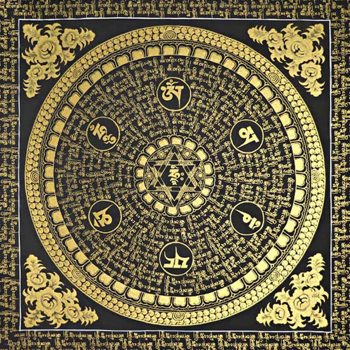 Buddha Stones Tybetańskie Thangka Malowanie Om Mani Padme Hum Pismo Ręcznie Robione Dekoracje (Losowy Styl) - image 9