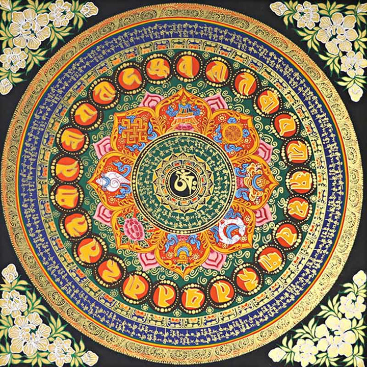 Buddha Stones Tybetańskie Thangka Malowanie Om Mani Padme Hum Pismo Ręcznie Robione Dekoracje (Losowy Styl) - image 16