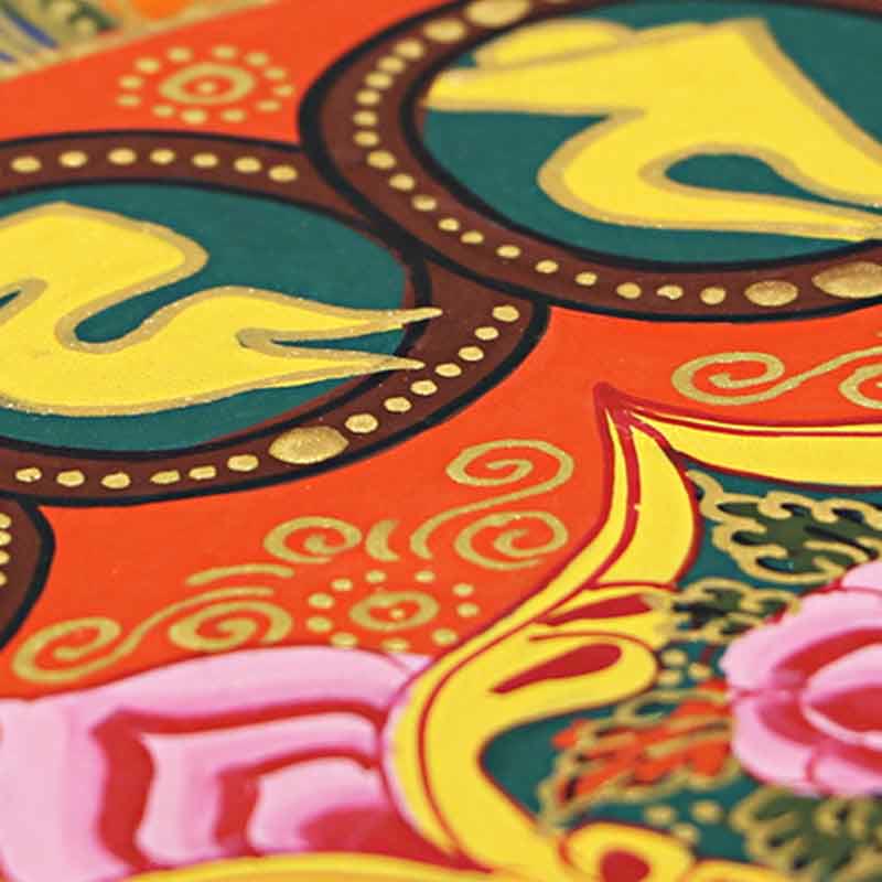 Buddha Stones Tybetańskie Thangka Malowanie Om Mani Padme Hum Pismo Ręcznie Robione Dekoracje (Losowy Styl)