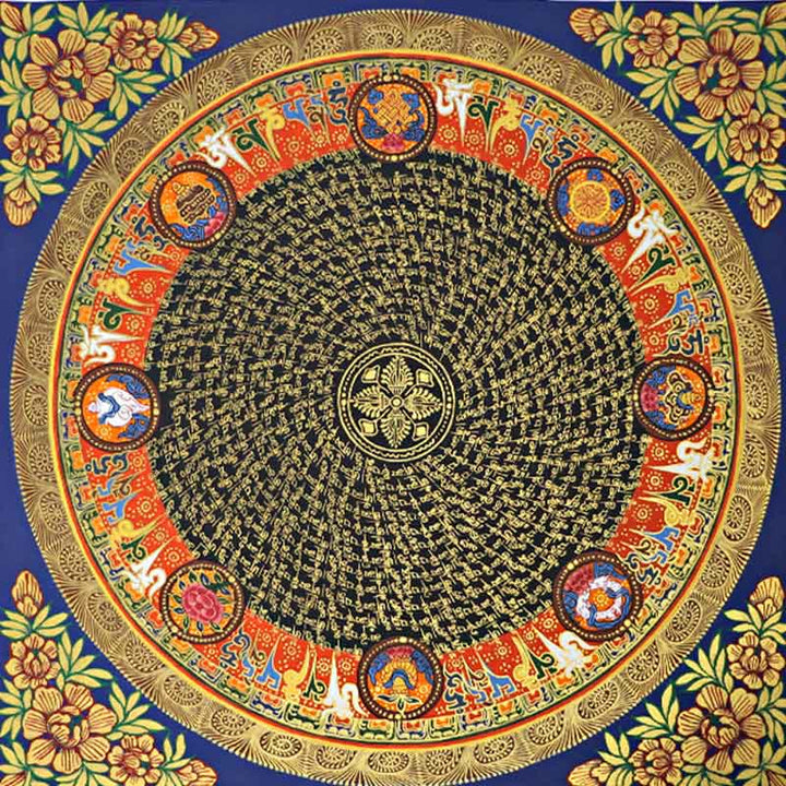 Buddha Stones Tybetańskie Thangka Malowanie Om Mani Padme Hum Pismo Ręcznie Robione Dekoracje (Losowy Styl)