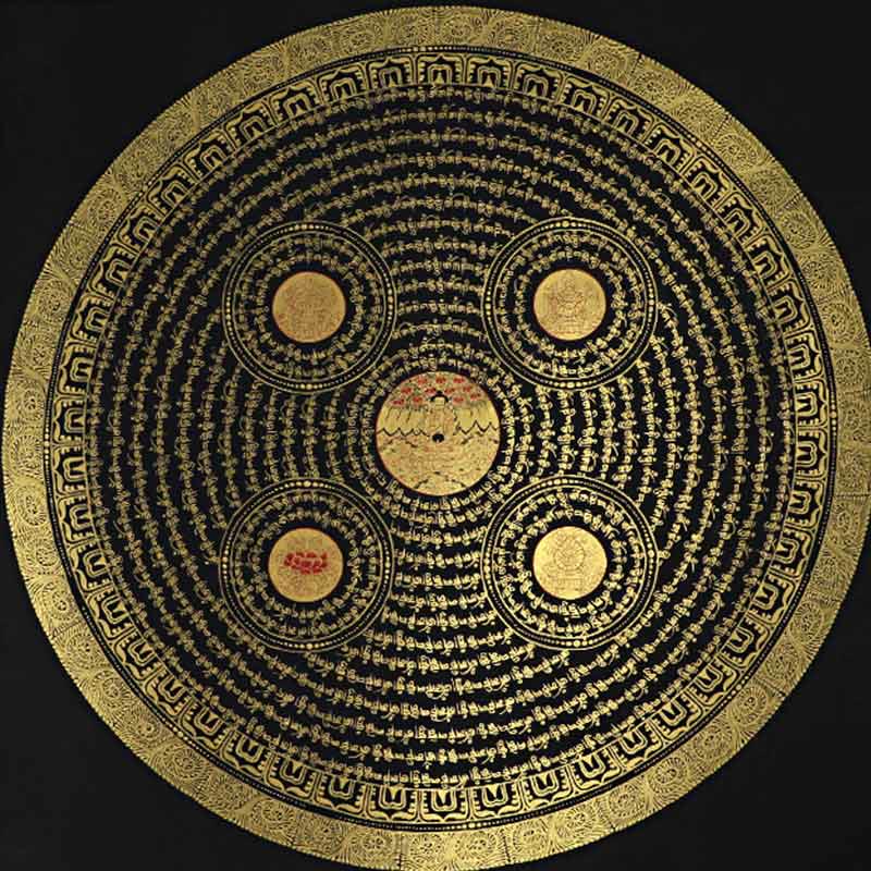 Buddha Stones Tybetańskie Thangka Malowanie Om Mani Padme Hum Pismo Ręcznie Robione Dekoracje (Losowy Styl) - image 7