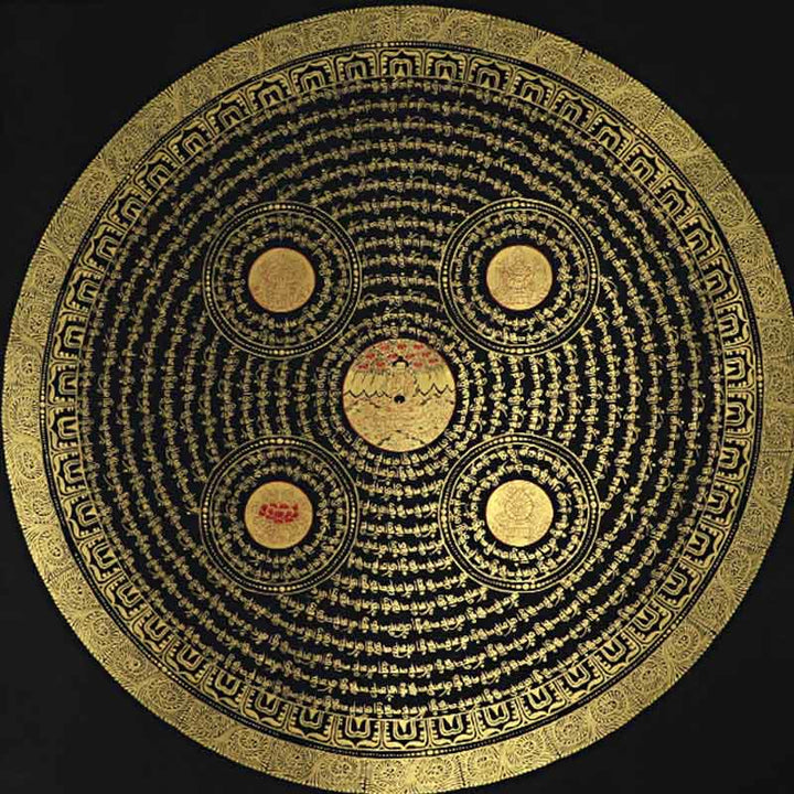 Buddha Stones Tybetańskie Thangka Malowanie Om Mani Padme Hum Pismo Ręcznie Robione Dekoracje (Losowy Styl) - image 7