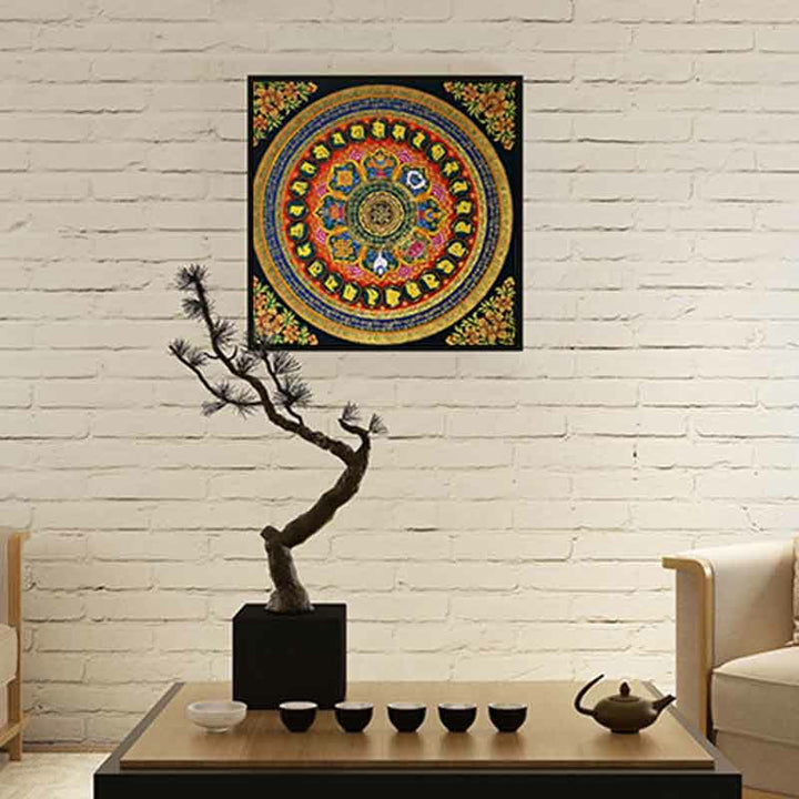 Buddha Stones Tybetańskie Thangka Malowanie Om Mani Padme Hum Pismo Ręcznie Robione Dekoracje (Losowy Styl)
