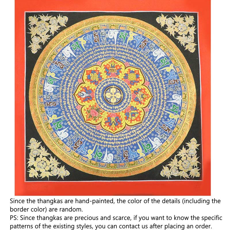 Buddha Stones Tybetańskie Malowanie Thangka Om Mani Padme Hum Smok Feniks Pismo Ręcznie Robiona Dekoracja (Losowy Styl)