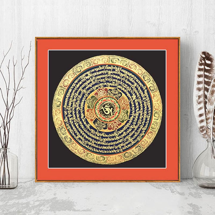 Buddha Stones Tybetańskie Malowanie Thangka Sześć Prawdziwych Słów Pismo Ręcznie Robione Dekoracje Pudełko Niespodzianek (Losowy Styl)