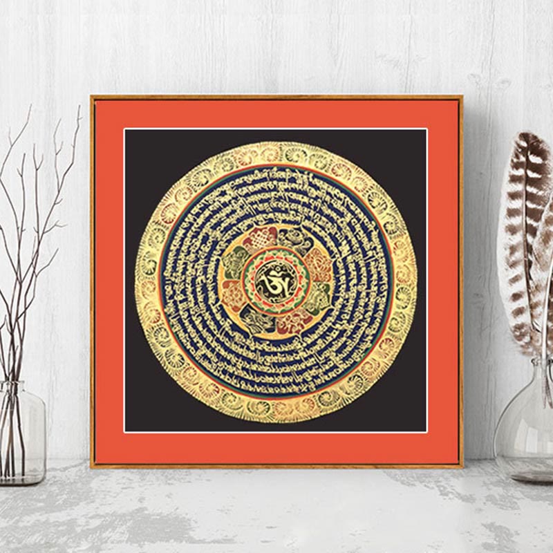 Buddha Stones Tybetańskie Malowanie Thangka Sześć Prawdziwych Słów Pismo Ręcznie Robione Dekoracje Pudełko Niespodzianek (Losowy Styl) - image 0