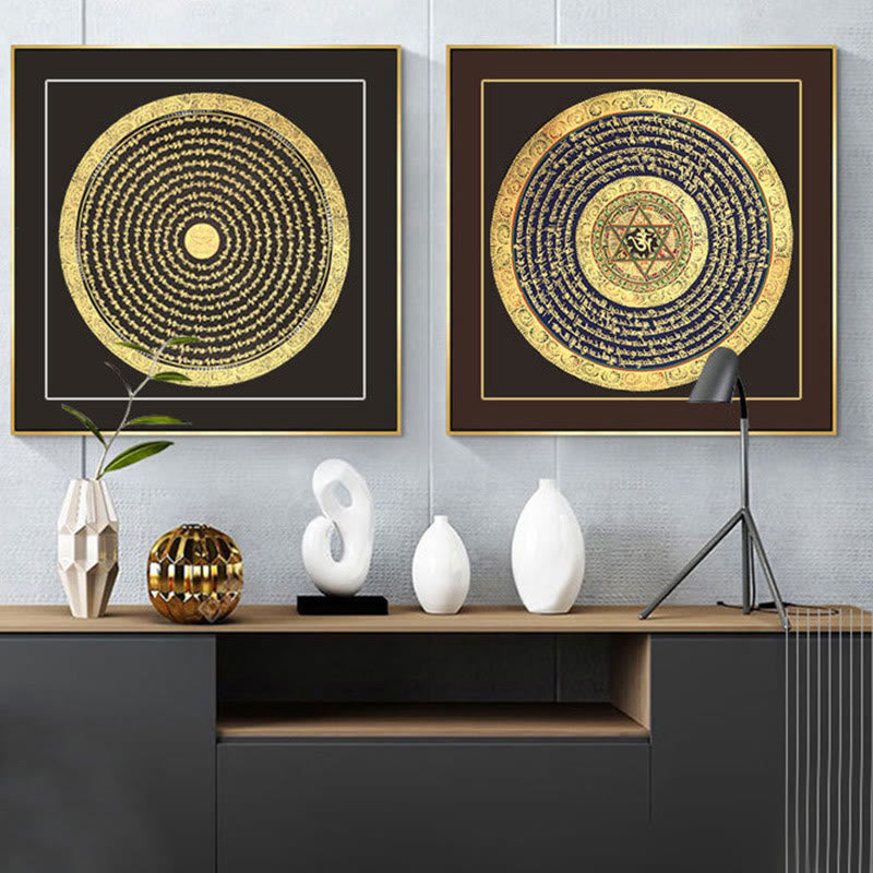 Buddha Stones Tybetańskie Malowanie Thangka Sześć Prawdziwych Słów Pismo Ręcznie Robione Dekoracje Pudełko Niespodzianek (Losowy Styl) - image 3