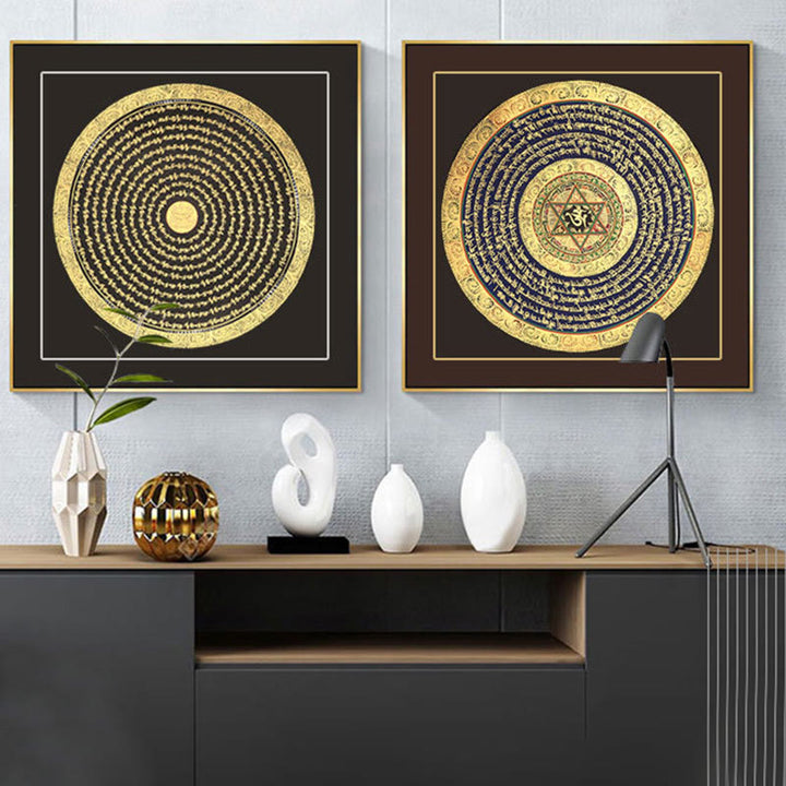 Buddha Stones Tybetańskie Malowanie Thangka Sześć Prawdziwych Słów Pismo Ręcznie Robione Dekoracje Pudełko Niespodzianek (Losowy Styl) - image 3