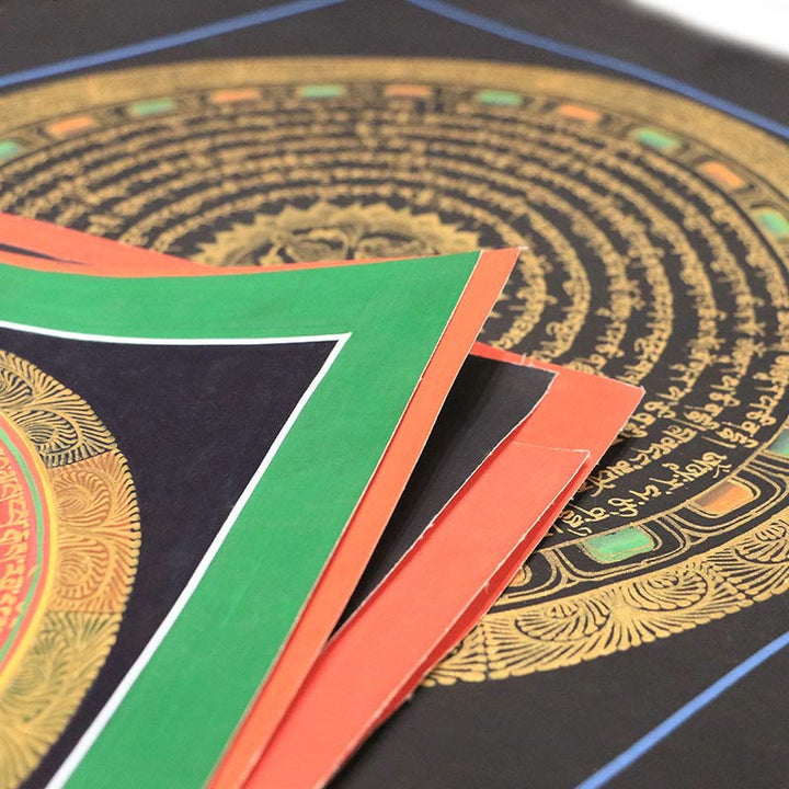 Buddha Stones Tybetańskie Malowanie Thangka Sześć Prawdziwych Słów Pismo Ręcznie Robione Dekoracje Pudełko Niespodzianek (Losowy Styl) - image 5