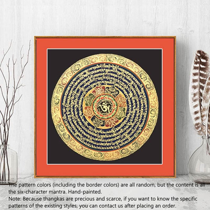 Buddha Stones Tybetańskie Malowanie Thangka Sześć Prawdziwych Słów Pismo Ręcznie Robione Dekoracje Pudełko Niespodzianek (Losowy Styl)