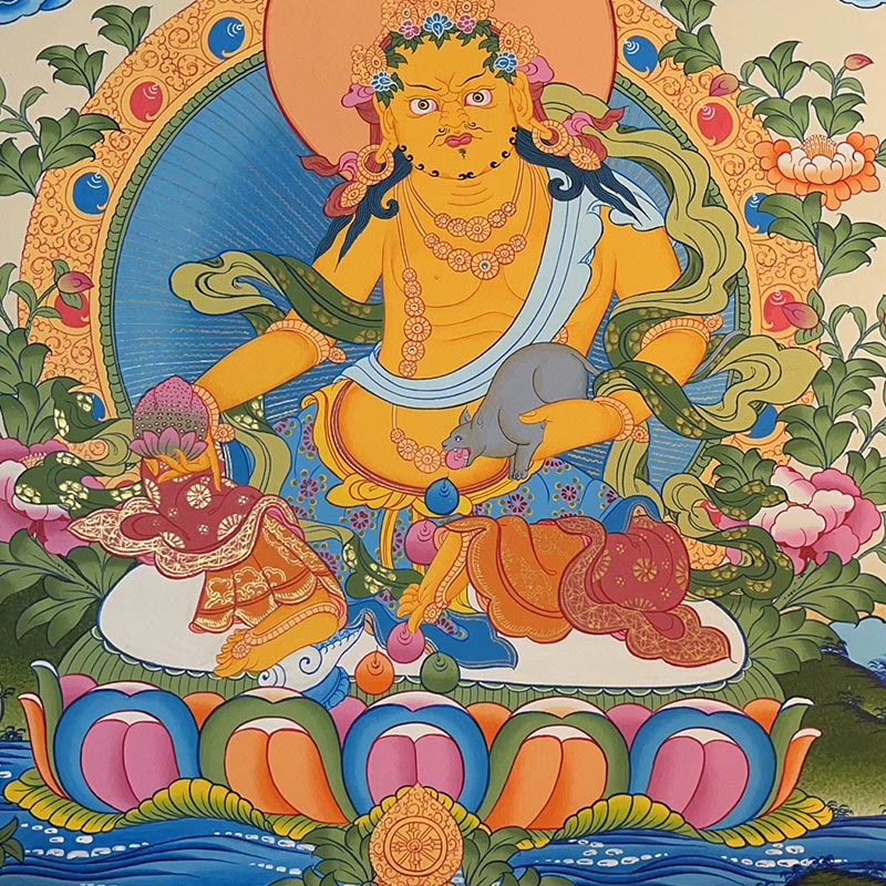 Buddha Stones Tybetańskie Malowanie Thangka Żółty Bóg Bogactwa Zielona Tara Awalokiteśwara Ręcznie Robiona Dekoracja Pudełko Niespodzianek (Losowy Styl)